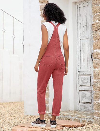 Vetinee Womens Classic Adjustable Straps Pockets Denim Bib Overalls Jeans Pants