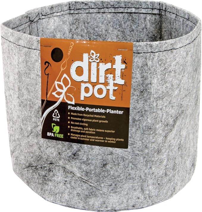 Dirt Pot Flexible Portable Fabric Planter, Grey, 400 Gallon