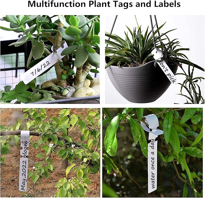 Kecoya 200pcs Plastic Plant Labels, Waterproof Plant Tree Tags and Labels, Wrap Around Plant Label Tags, Adjustbale Hanging Plant Tag and Labels.（White）