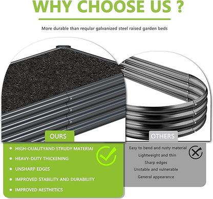 2PCS 8x2x1FT Galvanized Raised Garden Bed Kit, Galvanized Planter Raised Garden Boxes Outdoor, Large Metal Raised Garden Beds for Vegetables-Grey