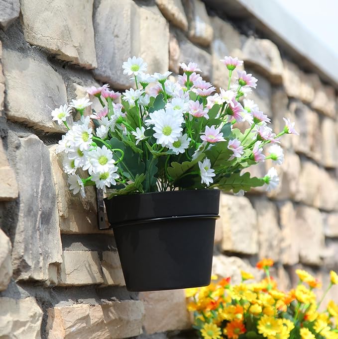 3 Pack Wall Hanging Planters Indoor Outdoor 6.3 Inch Self-Watering Flower Pots with Leak-Proof Drainage Iron Brackets Hanging Basket Room Garden Decor(Black)