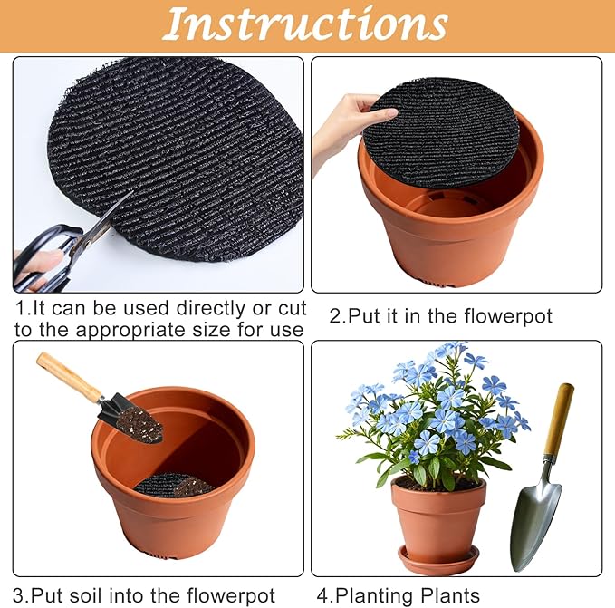 3Pcs Round Pot Mesh Drainage Discs Double Layer Plant Pot Hole Insert Pads Cutable Bonsai Pot Bottom Grid Mat Mesh Reusable for Indoor Outdoor Potted Plant Prevent Soil Loss Keep Roots Healthy 12inch
