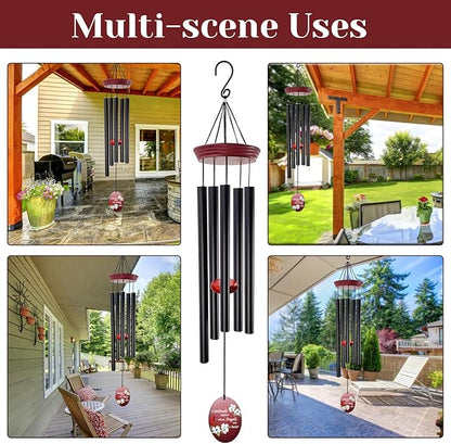 Windchime Cardinal Memorial Wind Chimes –Tuned Sympathy Wind Chime with “Cardinals Appear When Angels are Near” Saying, Red Bird Wind Sail, Outdoor Garden Gift for Loss of Loved One, Mom, Grandma