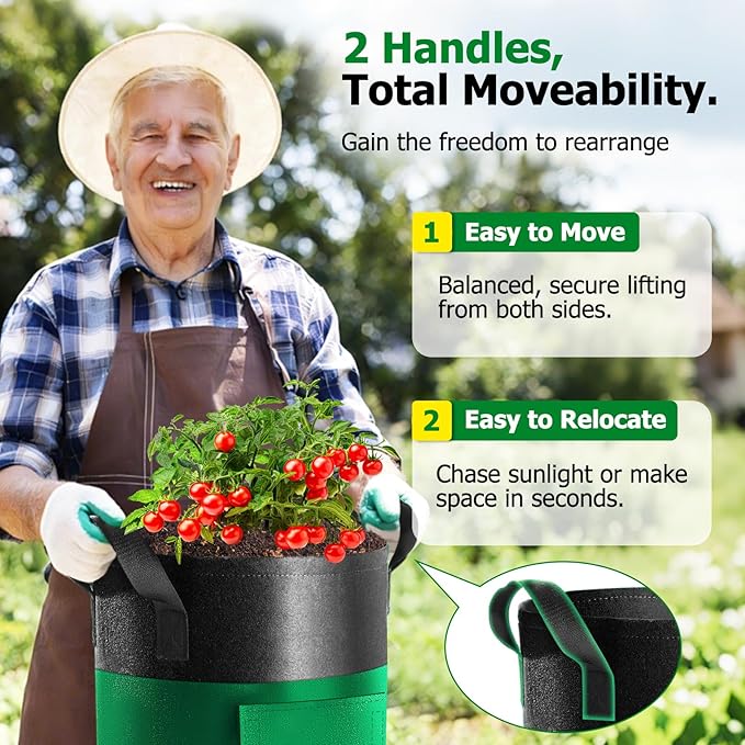 6 Pack Potato Grow Bags with Flap, 20 Gallon Grow Bags for Growing Potatoes, Colorful Durable Fabric Garden Planter Pots with Harvest Window for Tomatoes Vegetables Fruit Flowers Herbs