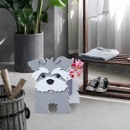 Schnauzer Gray Dog Planter, Cute Animal Shape Flower Planters, Plant Pots for Indoor/Outdoor Garden Decor, Unique Gifts/Souvenirs for Pet Lovers