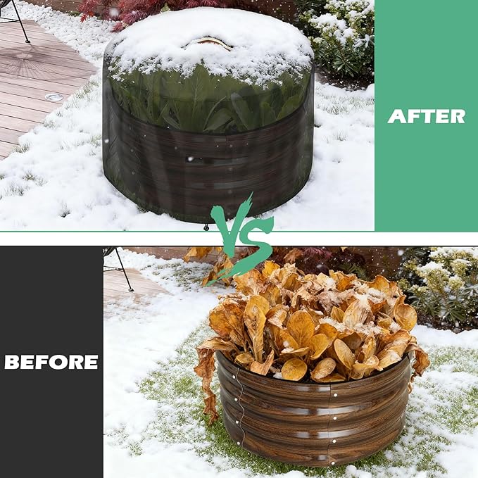 Plant Covers Freeze Protection, 24" Planter Covers Fit 2x2 FT Raised Garden Beds - Heavy Duty Large Pot Cover for Outdoor Winter Frost Cold Weather, Black 25"D x 24"H