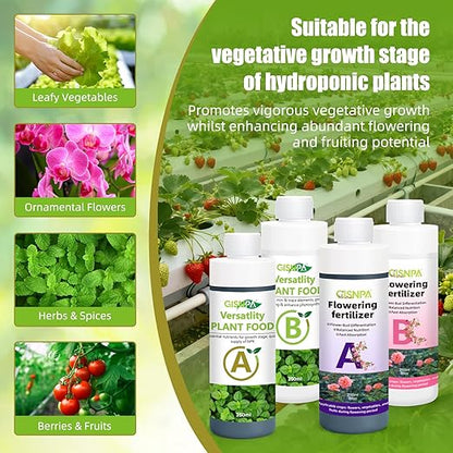 A&B Plant Fertilizer, 250ML Hydroponics Nutrients & Potting Soil Food - Easy-Mix Liquid Plant Food for Healthier, Lush Potted Houseplants, Herbs, and Hydroponics Growing System