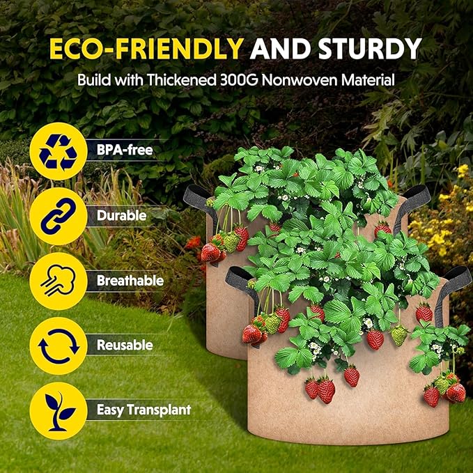 YSSOA 12-Pack 3 Gallon Grow Bags Heavy Duty Thickened Nonwoven Aeration Fabric Pots with Handles, Cloth Pots for Plants, Vegetable, Flower, Tomato Potato