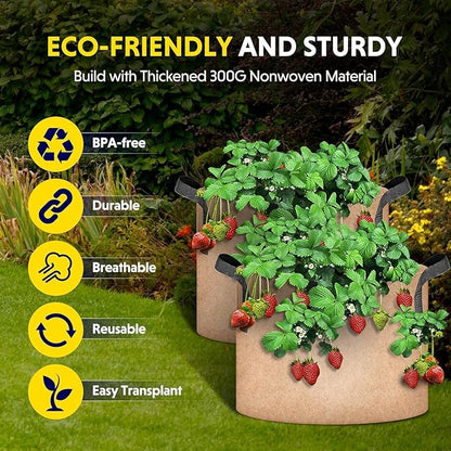 YSSOA 12-Pack 3 Gallon Grow Bags Heavy Duty Thickened Nonwoven Aeration Fabric Pots with Handles, Cloth Pots for Plants, Vegetable, Flower, Tomato Potato