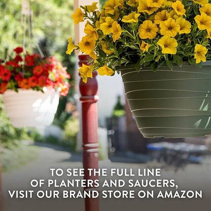 The HC Companies 13 Inch Wrapt Hanging Planters, Lightweight UV-Resistant Plastic Hanging Planters for Indoor & Outdoor Plants, 2-Pack Hanging Flower Pots for Garden, Patio & Home Decor, Pepperstone