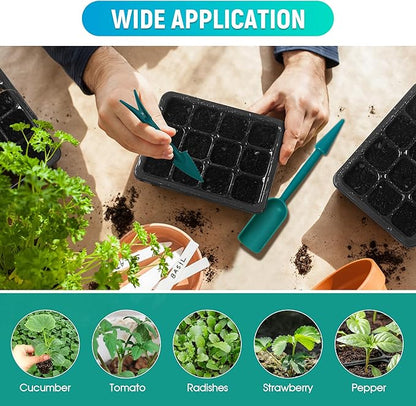 6-Set Seed Starter Tray with Grow Light, Seed Starting Trays Kits with Timing Controller Adjustable Humidity Domes Heightened Lids(12-Cells Per Tray)