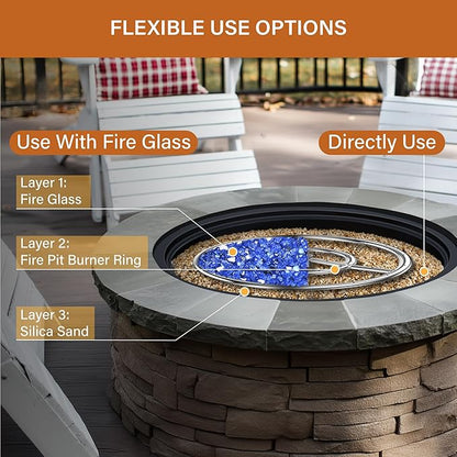 NUPICK 5-10 Mesh Silica Sand for Fire Pit, 20lb Coarse Sand for Fireplaces, Decorative Sand for Gas or Propane, Heatproof Base Layer Under Fire Glass, Lava Rocks, Wood, Garden, Vase Filler, Aquarium