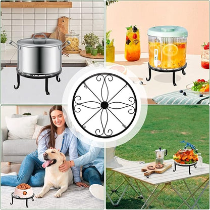 5 packs Rustproof Metal Plant Stands for Multiple Plant, Heavy Duty Plants Holder Outdoor Indoor, Round Wrought Iron Flower Planter Pot Stand, Corner Gardening Pumpkin Stand Black