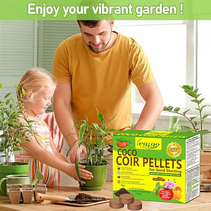 Legigo 200 Pcs 30mm Coco Coir Pellets Seed Starter Soil Mix- Organic Coconut Coir Potting Soil Pods for Seedling, Coco Peat Soil Discs for Indoor & Outdoor Plants Bonsai Herbs Vegetables and Flowers