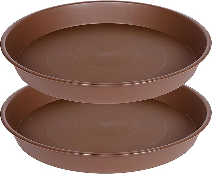 2 Pack of 10 inch Plant Saucer Gray, Heavy Duty Plastic Plant Saucer 10 inch Round, Durable Plant Tray for Pots, Plant Saucers for Indoors, Plant Trays for Planter 9"/10" (10", Chocolate)