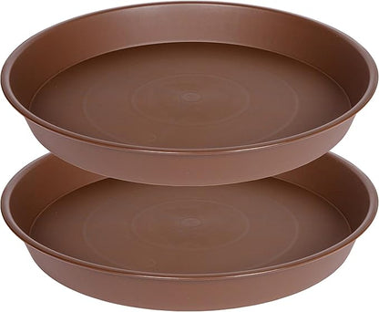2 Pack of 10 inch Plant Saucer Gray, Heavy Duty Plastic Plant Saucer 10 inch Round, Durable Plant Tray for Pots, Plant Saucers for Indoors, Plant Trays for Planter 9"/10" (10", Chocolate)