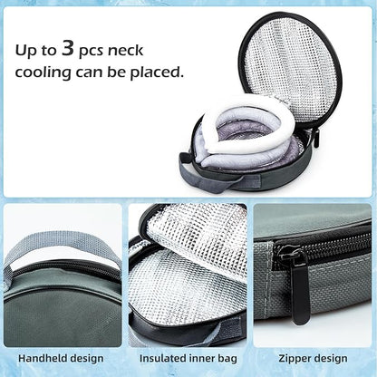 2PCS Neck Cooling Tube with Cold Insulated Bag,Reusable Ice Neck Ring Wearable Body Cooling Products for Summer Heat (Black*2)