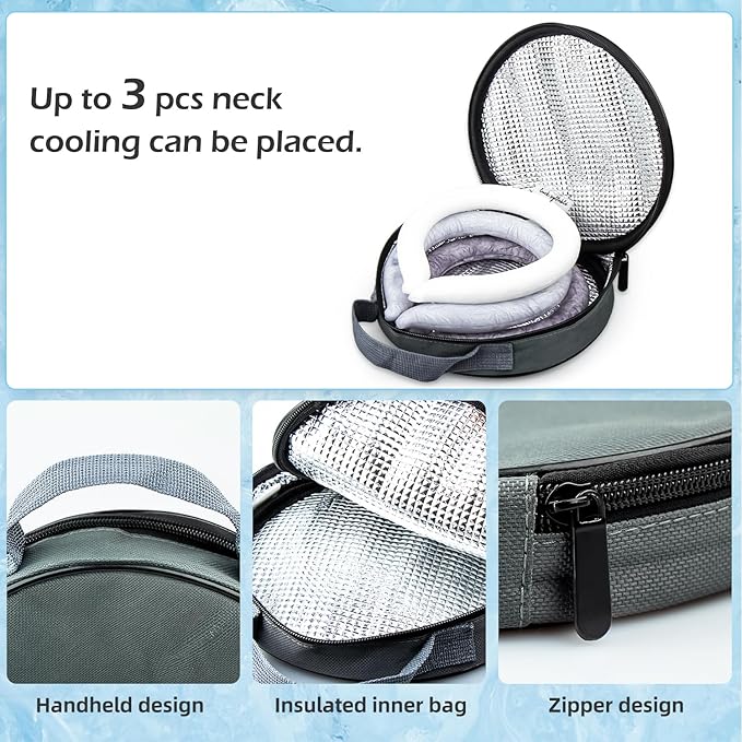 Neck CoolingTube with Insulated Bag, Reusable Ice Coolers Wearable Body CoolingProducts, Neck Coolers for HotWeather (White*2)