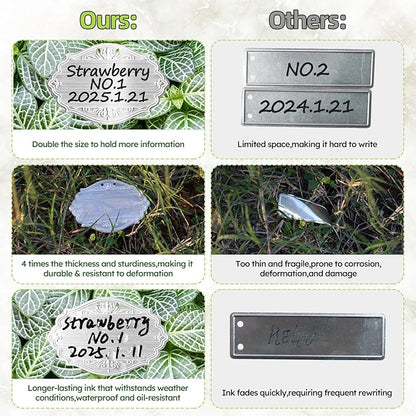 40PCS Plant Labels,Bigger Size Aluminum Metal Plant Tags Plant Label for Outdoor Garden Waterproof,Silvery Plant Name Tags for Tree,Vegetables,Herbs