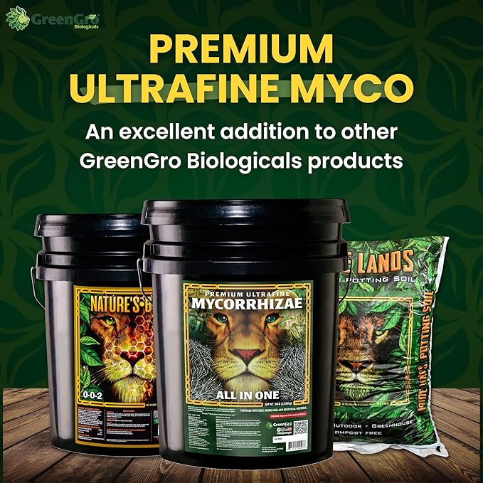 GreenGro Premium Ultrafine Myco Fertilizer - Root Enhancer/Bigger Yields/Improves Nutrient Uptake/Indoor & Outdoor Plant Food Fertilizer Blend for Hydroponic Gardens