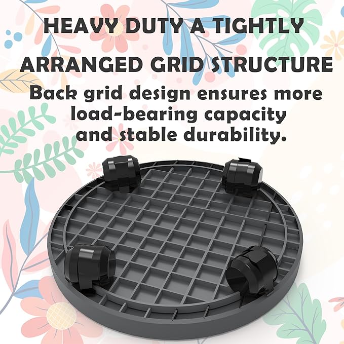 WanderingDonkey 11 Inch Heavy Duty Plant Caddie with Wheels,Rolling Plant Stand Pot Trolley,Wheeled Planter Saucer Tray,Potted Flower Mover Dolly with Casters Round Coaster for Indoor Outdoor