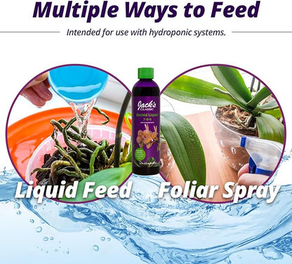 Jack's Classic 7-5-6 Orchid Liquid Concentrated Fertilizer with Micronutrients for Vegetative Growth and Prolific Blooming, 8 fl oz