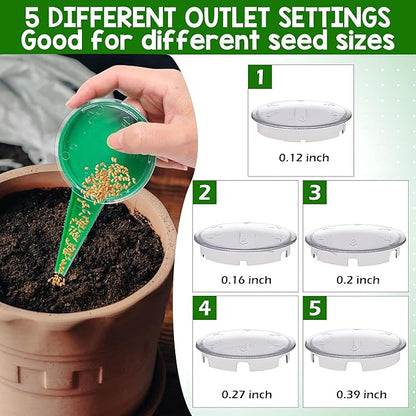 7 Pcs Seed Spreader Set, 2025 Upgraded Mini Seed Dispenser, Garden Seed Planter Tool, Hand Held Seed Spreader for Manual Gardening with 12-Hole Dibber, Multifunctional Spacer Gardening Tools