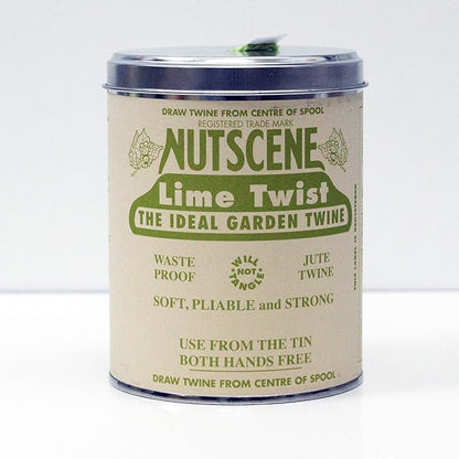 NUTSCENE Iconic Tin (Tin ‘O’ Twine) with Their Heritage Scottish Jute Twine and Hole in Top for Easy Dispensing. 14 Colors to Choose from. 164 Yards. (Lime)