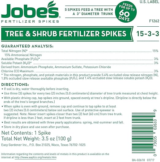 Jobe's 02010 Tree & Shrub Fertilizer Spikes, 5 Bag (Thrее Рack)