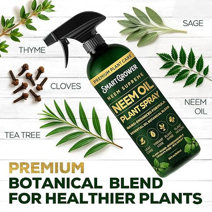 Neem Oil Spray for Plants Botanical Blend – Plant Wash with Natural Essential Oils, Simple Ready-to-Use Plant Spray for Gardens, Houseplants, Indoor & Outdoor Plants – 32 oz