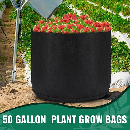 Zubebe 8 Pcs 50 Gallon Plant Grow Bags Large Reusable Planting Pots Nonwoven Fabric Grow Pot Aeration Fabric Garden Bed Outdoor Cloth Garden Containers for Flowers Fruits Vegetables, Black