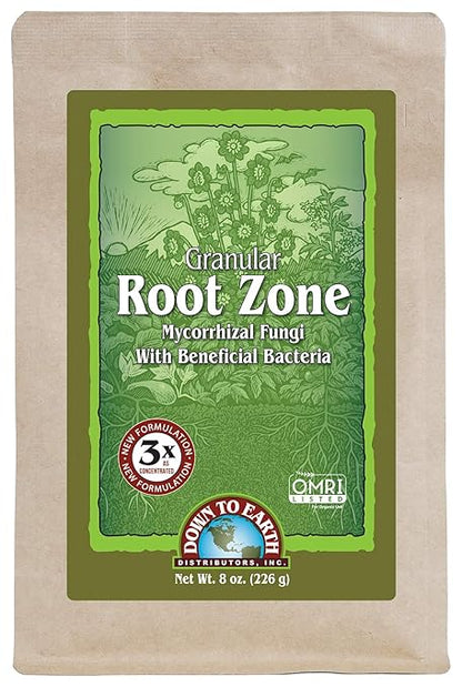 Down To Earth All Natural Fertilizers Organic Granular Root Zone - Mycorrhizal Fungi and Beneficial Bacteria - Soil and Root Inoculant for Plants, 8 oz