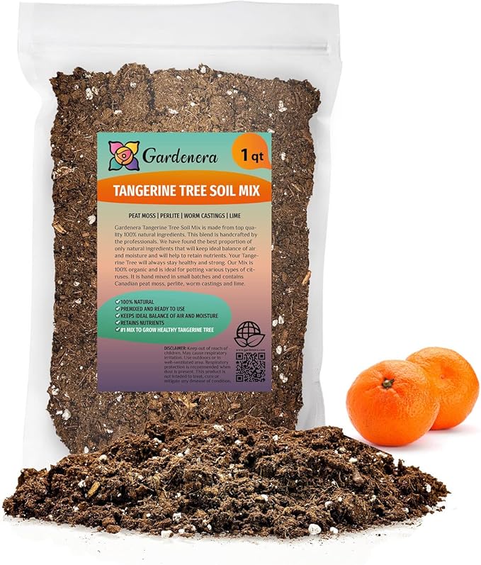 Gardenera Premium Soil Mix for Tangerine Trees : The Perfect Recipe for Healthy Citrus Fruits - 1 Quart
