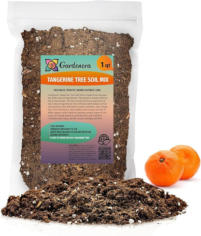 Gardenera Premium Soil Mix for Tangerine Trees : The Perfect Recipe for Healthy Citrus Fruits - 1 Quart