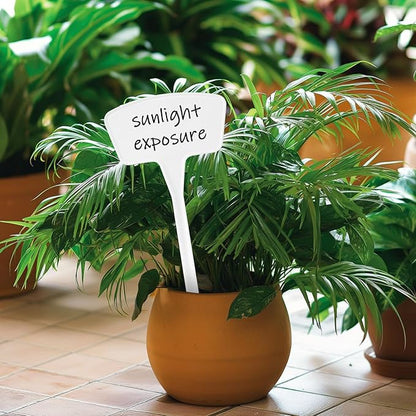 Plant Labels 60 Pcs Yuanling Plant Markers Large Plastic Plant Tags T-Type Waterproof Garden Labels for Outdoor Indoor Potted Plants Flowers Seeds Herbs Belt Garden Marker Pen (White)