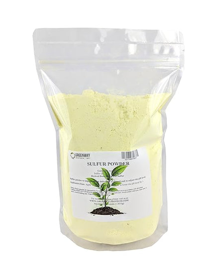 Greenway Biotech, Inc. Organic Sulfur Powder Fertilizer for Plants- Required to Lower pH & Increased Sulfur Deficiencies- Essential Nutrients for Plant Growth with Macronutrients (3 Pounds)