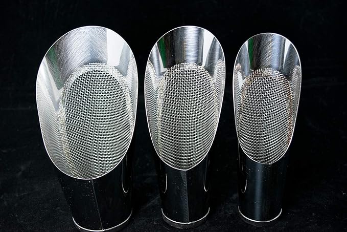 3 Pcs Set Japanese Stainless Bonsai Soil Scoop w/Mesh - Potting & Mixing Tool (U-4)