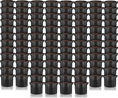 Gardenera Bulk Aeration Planters - 100-Pack 2 Gallon Fabric Grow Bags with Handles, Suitable for Growing Trees, Shrubs, and Perennials