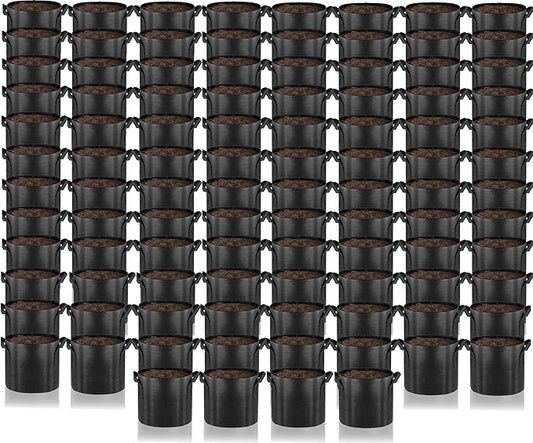 Gardenera Bulk Aeration Planters - 100-Pack 2 Gallon Fabric Grow Bags with Handles, Suitable for Growing Trees, Shrubs, and Perennials