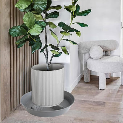 4 Pack Plant Saucer 14 inch, Plastic Plant Saucers for Indoors, Raised Middle Plant Trays for Pots, Water Tray for Plants, Plant Stand Water Catcher Tray, Pot Saucers for Plants