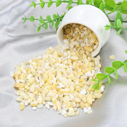 ZHIYUXI Yellow Jade Crystal Chips Bulk Fish Tank Decorations Aquarium Rocks Gravel Vase Filler Stones Crystals for Candle Making Witch Kit Gravel for Plants Quartz Sand Gemstone 0.44 lbs