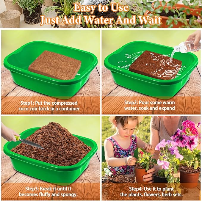 Legigo 10LBS Organic Coco Coir Brick for Plants- 100% Natural Compressed Coconut Coir Brick with Low EC & pH Balance, Coco Coir Fiber Grow Medium Potting Soil for Herbs, Flowers, Plants and Reptile