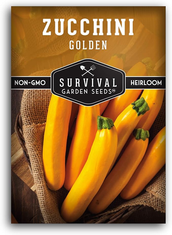 Golden Zucchini Seeds for Planting - Plant & Grow Yellow Zucchini Vegetables in Your Home Vegetable Garden - Non-GMO Heirloom Variety - Survival Garden Seeds (1 Pack)