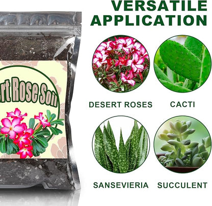 Organic Desert Rose Potting Soil Mix for Healthy Growth 2qt- 100% Natural Potting Mix - Specially Formulated Nutrient-Rich Plant Soil for Desert Rose Plant