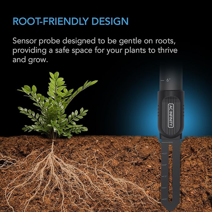 AC Infinity Soil Sensor Probe Exclusively for AI Controllers, Monitor Moisture & Saturation for Gardens, Grow Tents, Grow Spaces, Detachable Stem, IP67 Seal Protection