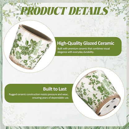 Farmhouse Ceramic Planter 5.5 Inch Large Plants Pot Ice Crack Beige Green Flowers Plant Pots with Drainage Hole Indoor Plants Kitchen Rustic Antique Decor Gift