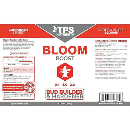 TPS NUTRIENTS Bloom Bud Builder & Flower Hardener Plant Nutrient and Supplement, Triggers Fast Flowering 1 Quart (32 oz)