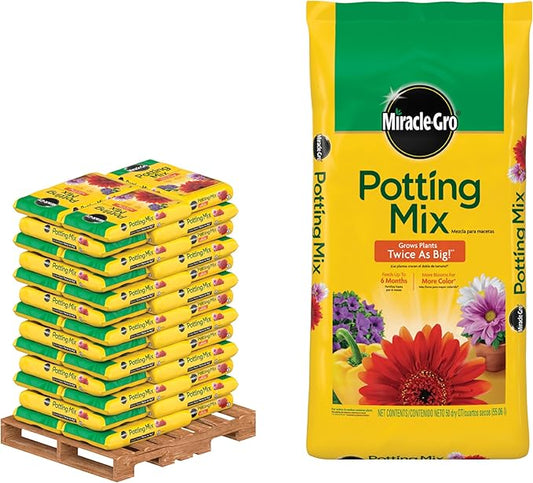 Miracle-Gro Potting Mix - for Potted Plants, Flowers Vegetables Shrubs Annuals and Perennials, Feeds Up to 6 Months - 50 qt. Bags, Pallet of 39
