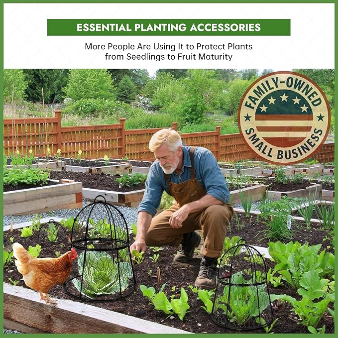 Decoroca 4 PCS Garden Cloches for Plants - Chicken Wire Plant Protectors from Animals, Outdoor Plant Cages to Keep Squirrels, Rabbits & Birds Out of Vegetable - DIY in 5 Forms - Sturdy Anti-Rust Dome