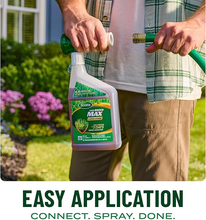 Scotts Liquid Green Max Lawn Food Refill, Lawn Fertilizer and Iron Supplement, for Any Grass Type, 29-0-0, 32 fl. oz.